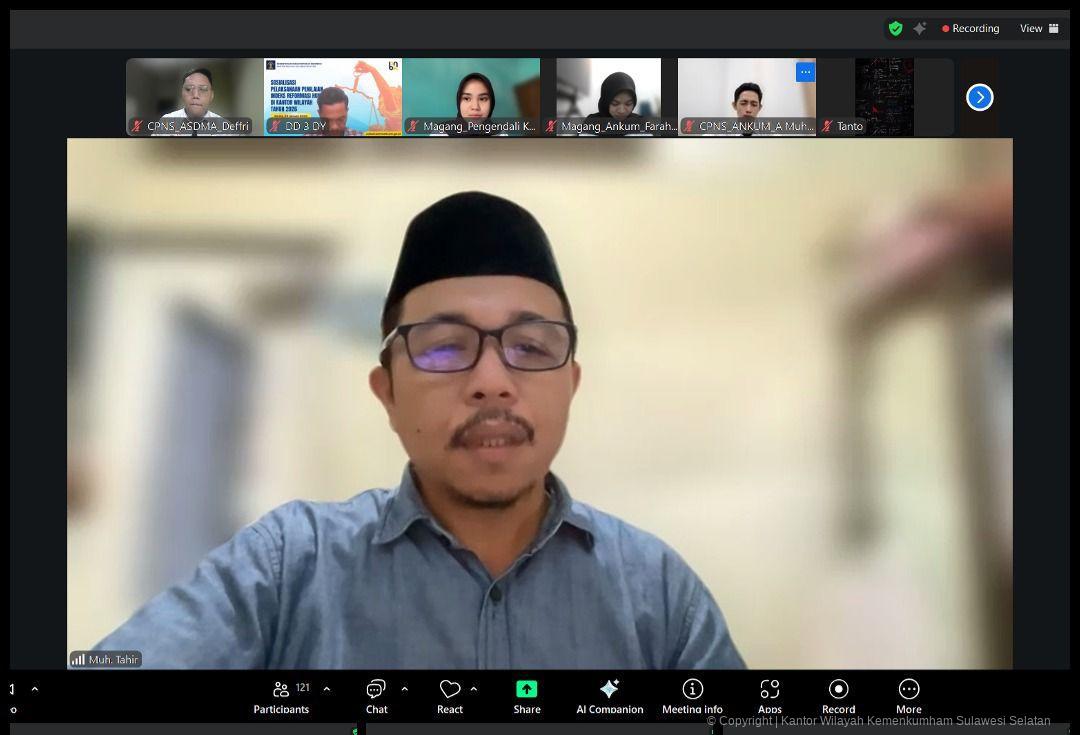 Melalui Arahan Virtual, Kanwil Kemenkum Sulsel Perkuat Soliditas dan Etos Kerja ASN