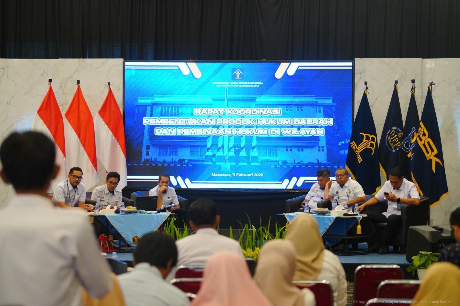 Rakor Produk Hukum Daerah, Kanwil Kemenkum Sulsel Perkuat Pembinaan dan Reformasi Regulasi
