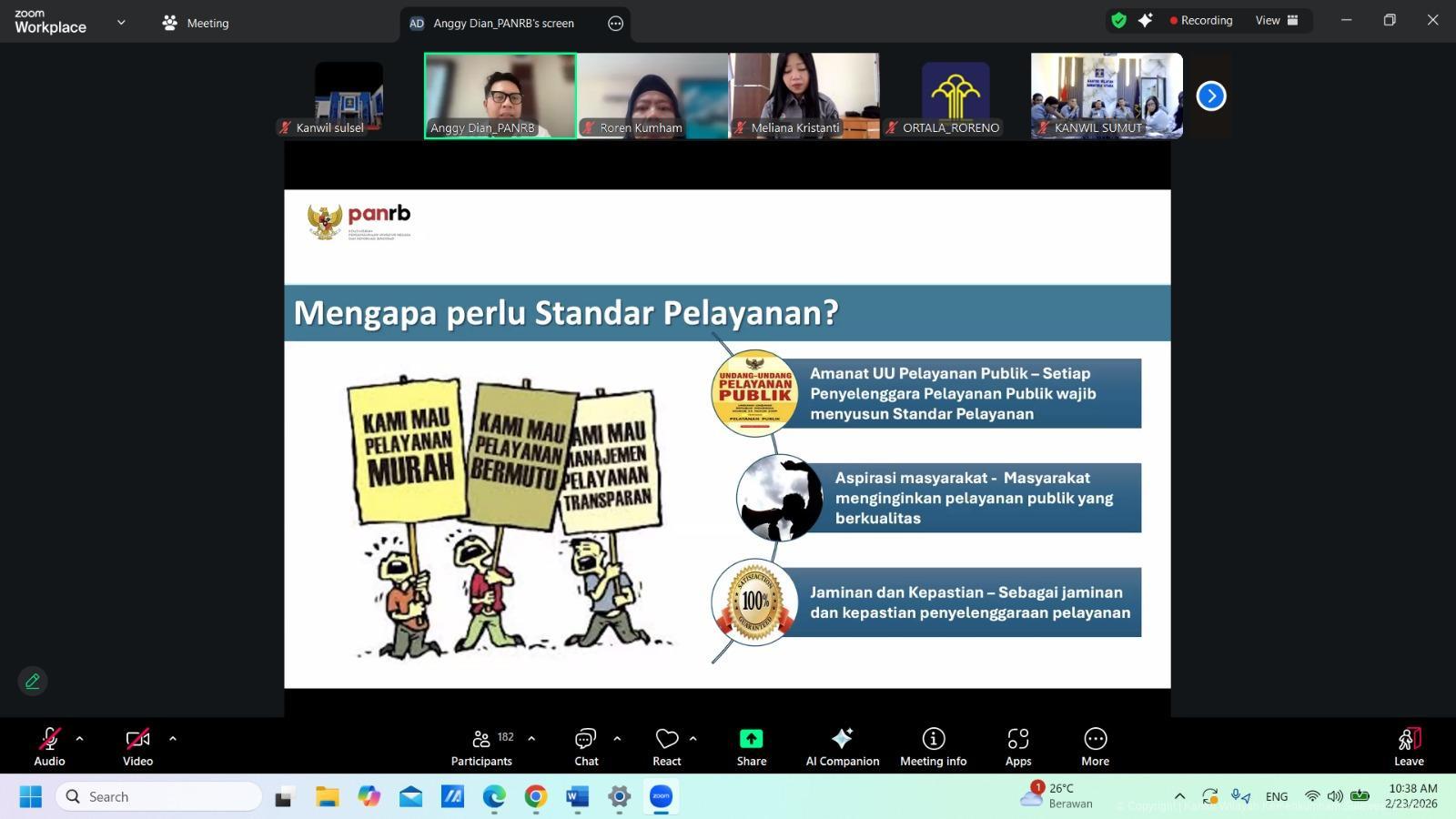 Kanwil Kemenkum Sulsel Ikuti Secara Virtual Penguatan Transformasi Pelayanan Publik dan Standardisasi Layanan