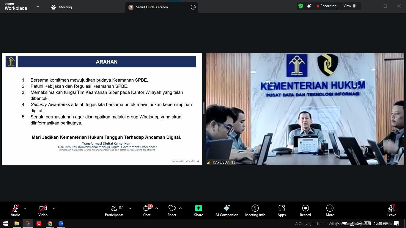 Kanwil Kemenkum Sulsel Dukung Pusdatin Evaluasi Pengelolaan Jaringan Internet