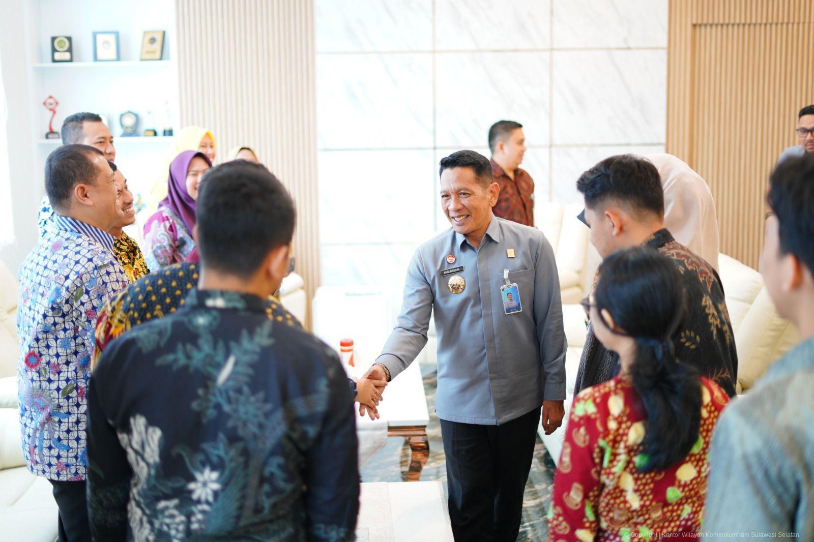 Kakanwil Andi Basmal Sambut Tim Biro BMN Setjen Kemenkum dalam Supervisi dan Evaluasi RUP 2026 di Makassar