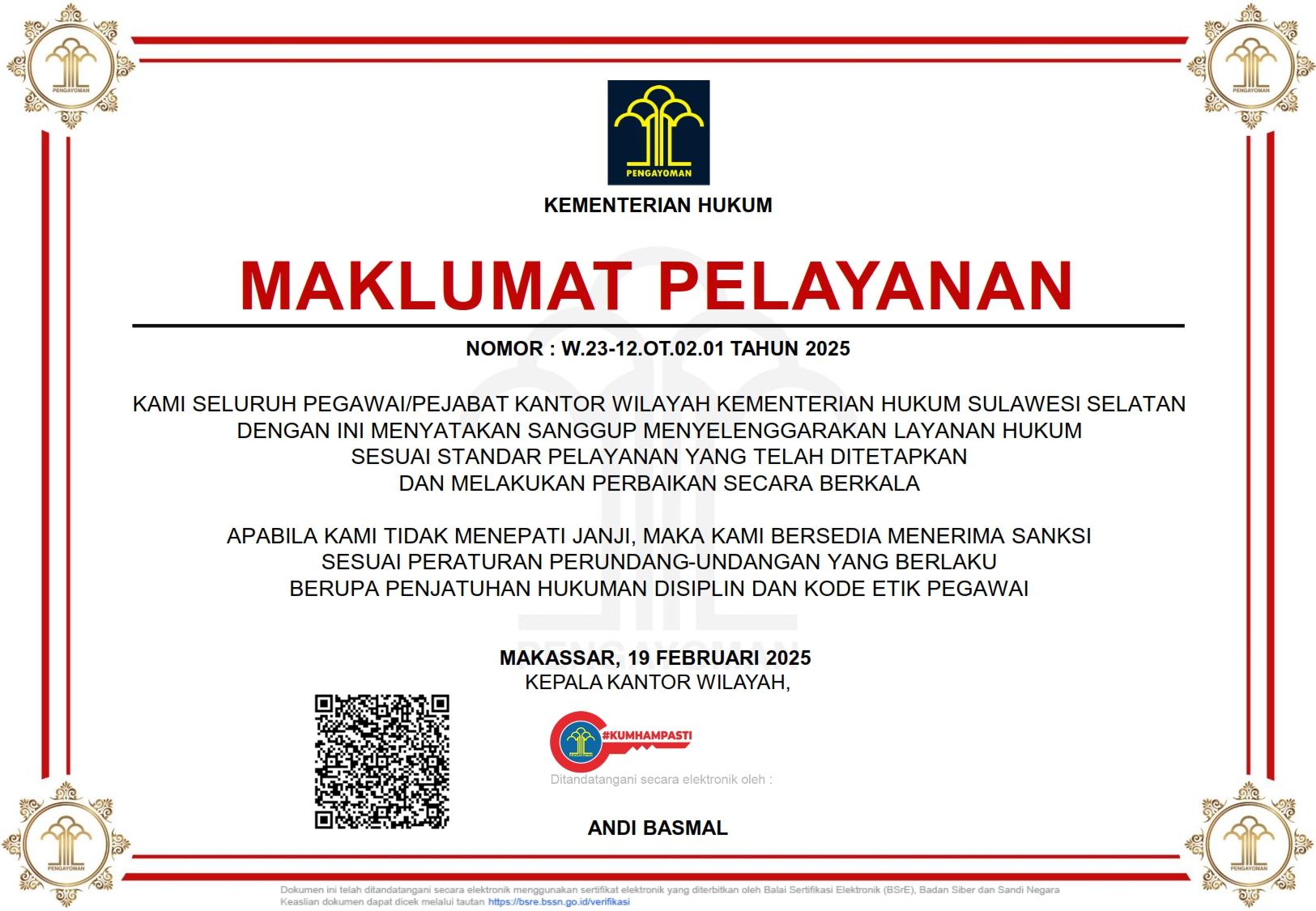 MAKLUMAT PELAYANAN 001