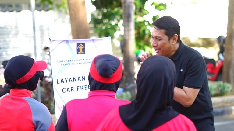 Dekatkan Layanan ke Masyarakat Kanwil Kemenkum Sulsel Hadir di Car Free Day