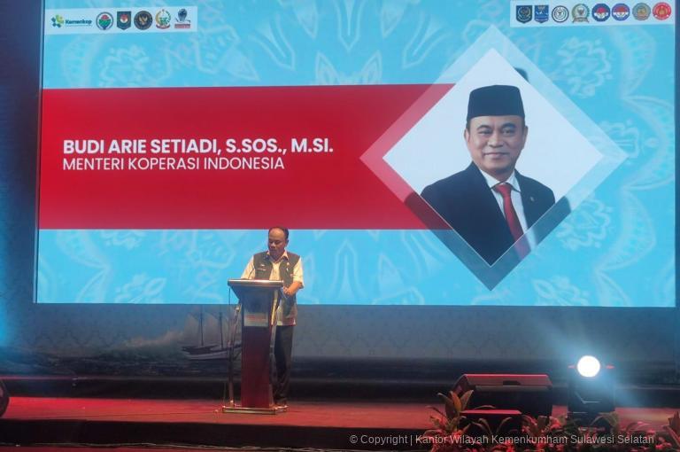 Dibuka Menteri Koperasi RI Kanwil Kemenkum Sulsel Hadiri Pembukaan Rakorda Pembentukan Koperasi Desa Merah Putih Provinsi SulSel