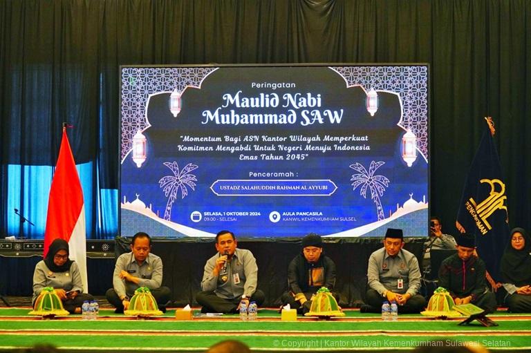 Gelar Maulid Nabi Muhammad SAW Kakanwil Kemenkumham Sulsel Ajak Seluruh Pegawai Jalani Hidup Dengan 3M