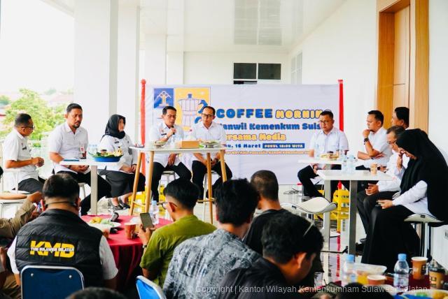 Kakanwil Kemenkum Sulsel Menyapa Insan Media Lewat Coffee Morning