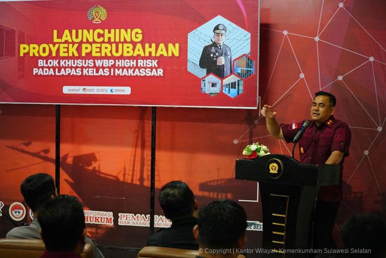 Kakanwil Kemenkumham Sulsel Launching Blok Khusus WBP High Risk Lapas Makassar