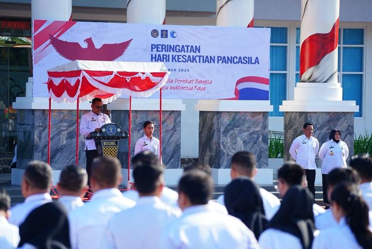 Kanwil Kemenkum Sulsel Bersama Tiga Kanwil Peringati Hari Kesaktian Pancasila 2025