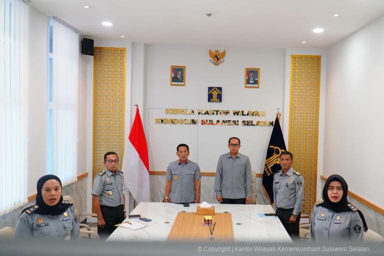 Kanwil Kemenkum Sulsel Ikuti Rakor Virtual Optimalisasi Layanan Pendaftaran Jaminan Fidusia