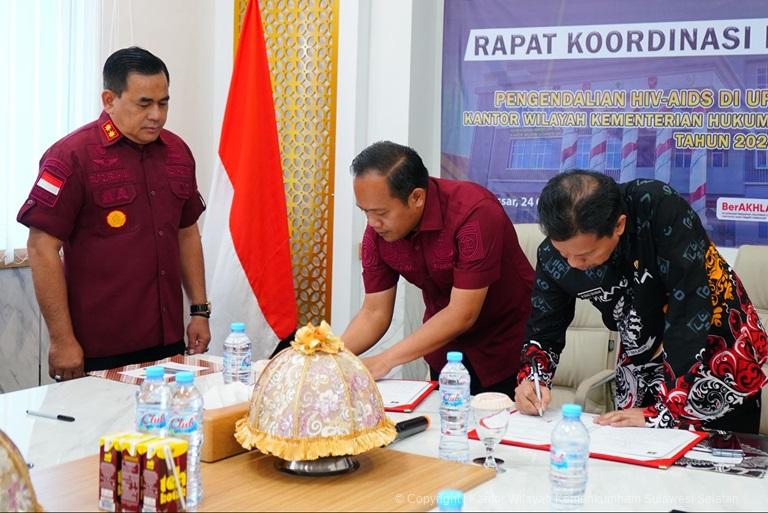 Kanwil Kemenkumham Sulsel Gandeng Dinas Kesehatan Provinsi Sulawesi Selatan Perkuat Pengendalian TBC HIVAIDS di UPT3