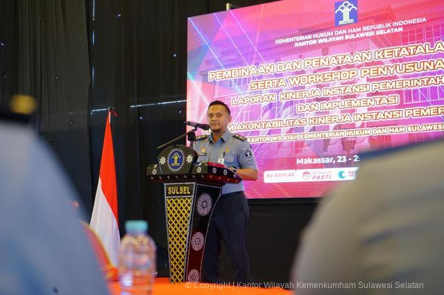 Kanwil Kemenkumham Sulsel Gelar Pembinaan Penataan Ketatalaksanaan Workshop LKjIP dan SAKIP2
