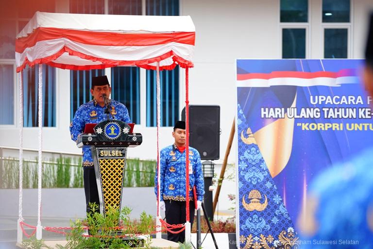 Kanwil Kemenkumham Sulsel Gelar Upacara HUT KORPRI ke 53