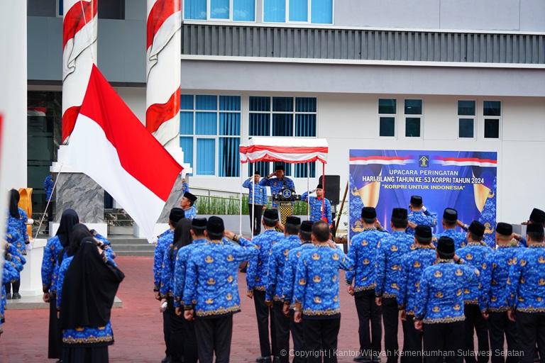 Kanwil Kemenkumham Sulsel Gelar Upacara HUT KORPRI ke 532