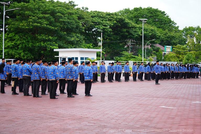 Kanwil Kemenkumham Sulsel Gelar Upacara HUT KORPRI ke 538