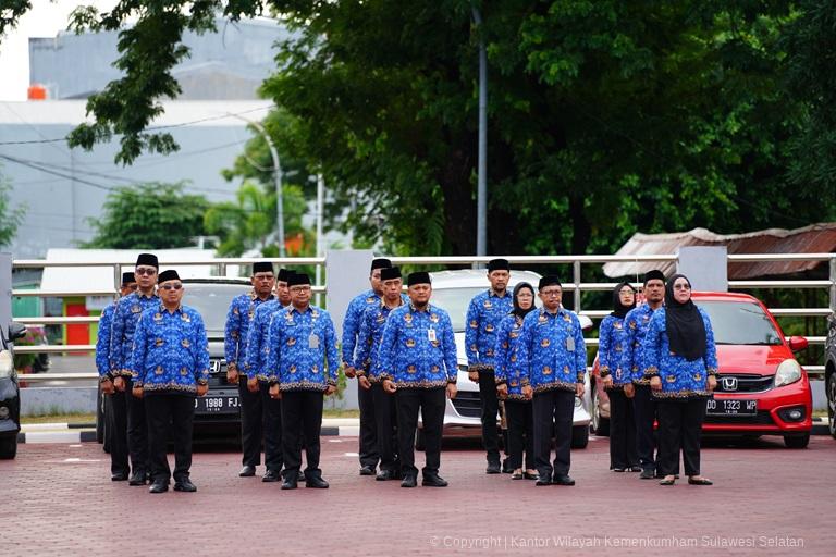 Kanwil Kemenkumham Sulsel Gelar Upacara HUT KORPRI ke 539
