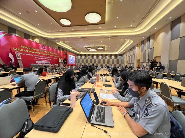 Kanwil Kemenkumham Sulsel Ikuti Rekonsiliasi dan Pemutakhiran Data Laporan Keuangan dan BMN Semester I 2024