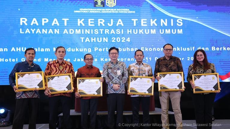 Kanwil Kemenkumham Sulsel Raih Dua Penghargaan Terkait IKPA dan Publikasi Layanan AHU3
