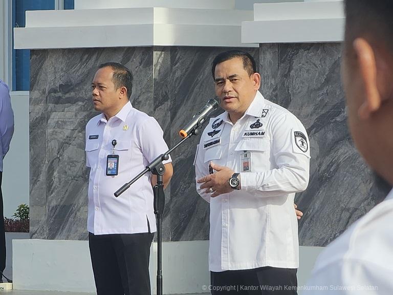 Masa Transisi Kemenkumham RI Kakanwil Kemenkumham Sulsel Minta Seluruh Tetap Fokus Dan Disiplin Laksanakan Tugas