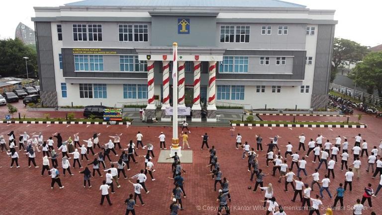 Perkuat Sinergitas 3 Kantor Wilayah Di bawah Kemenko Hukum HAM dan Imipas Gelar Senam Bersama2