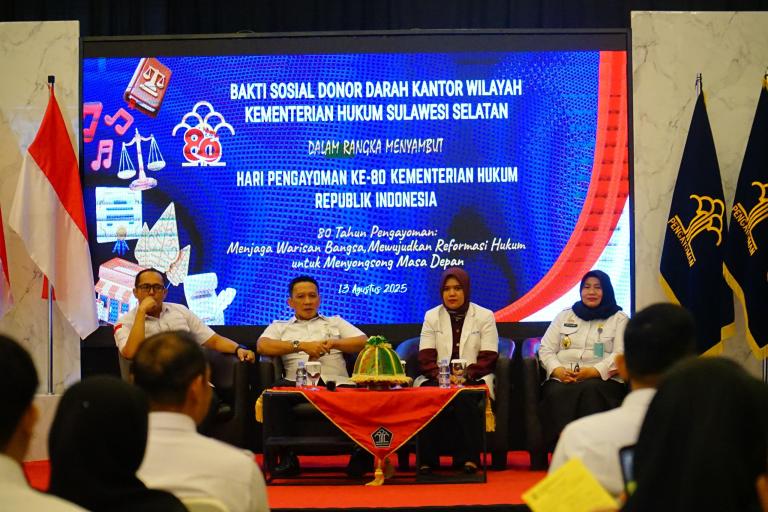 Sambut Hari Pengayoman ke 80 Bakti Sosial Kanwil Kemenkum Sulsel Sumbangkan 56 Kantong Darah